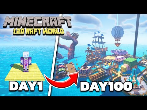 【100days】いかだの上で100日間生活してみた！【マイクラ】【Minecraft】