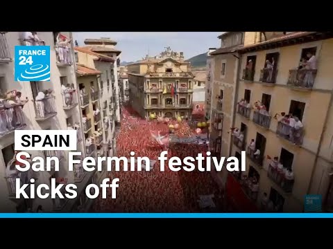 YouTube video thumbnail: San Fermin Bull-Running Festival Kicks off in Spain