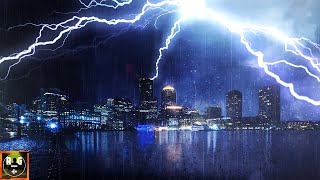 Epic Thunderstorm over Boston with Rain Sounds, Intense Lightning and Powerful Thunder for Sleeping