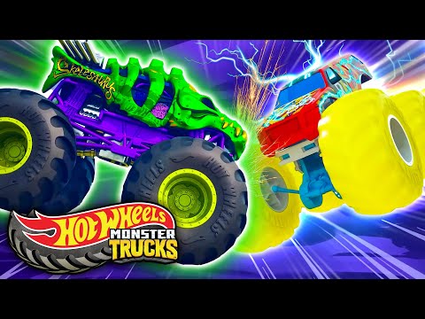 ¡Duelo Hot Wheels: Monster Trucks contra el Gigante Skelesaurus! 🦖💥