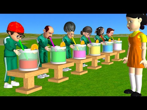 Scary Teacher 3D vs Squid Game Who Faster Water Drinking Straw Challenge Miss T vs 5 Neighbor Loser
