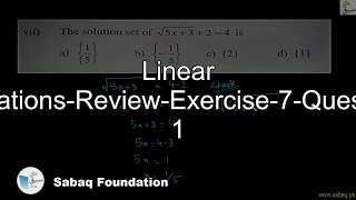Linear Equations-Review-Exercise-7-Question 1