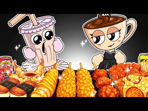 Ballerino Lololo vs Ballerina Cappuccina Street Food Hot Dog, Shrimp, Squid | Animation