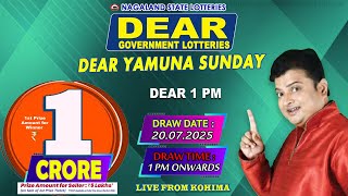 DEAR YAMUNA SUNDAY WEEKLY DEAR 1 PM DRAW DATE 20.07.2025 NAGALAND LOTTERIES LIVE FROM KOHIMA