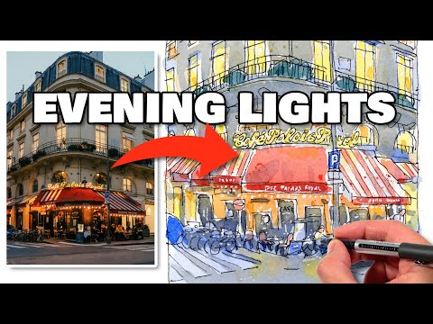 How To Sketch Paris NIGHT SCENE | Urban Sketching Tutorial