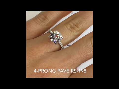 Round Moissanite Engagement Ring RS-198 Pave