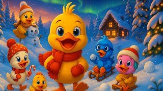 Cinco Patitos Juegan en la Montaña Nevada ❄️🐥 | Canción Infantil Divertida y Educativa
