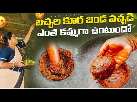 Bachali Kura Pachadi | ఆరోగ్యకరమైన బచ్చల కూర బండ పచ్చడి తినే కొద్ది తినాలనిపిస్తుంది @vanta_shala