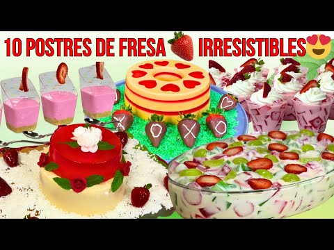 TOP 10 Recetas de POSTRES DE FRESA 🍓 DELICIOSAS y FÁCILES para VENDER en el NEGOCIO