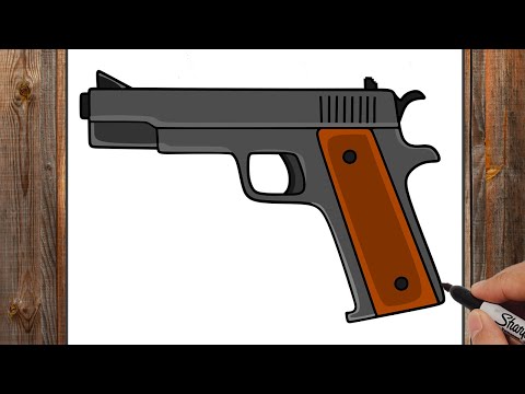 How To Draw a Pistol Gun Step By Step, Gun, Handgun, Pistol Drawing