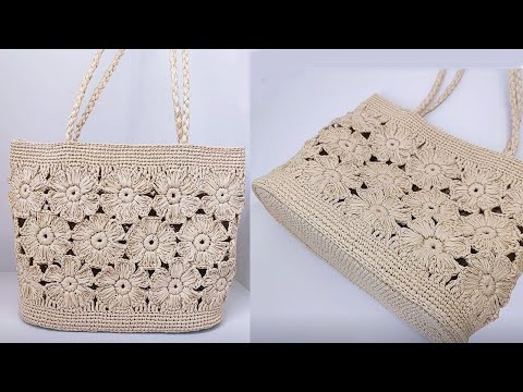 30 Flowers, One Bag | Easy Crochet Flower Purse with Raffia Yarn