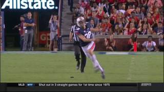 2016 Auburn vs LSU - kickoff hits blond in face