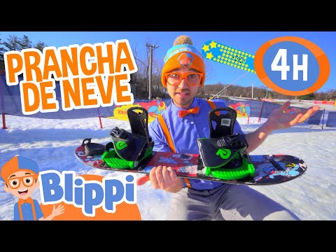 Blippi vai praticar snowboard! | 💜Olá Meekah!💜| Amigos do Blippi Brasil | Videos Educativos