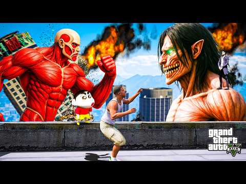 GTA 5: Leviathan and Shinchan Trapped Franklin Enters Colossal vs Attack Titan in Gta 5