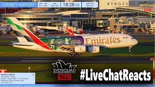🔵#LiveChatReacts 🔵- Emirates EPIC A380 Wimbeldon Livery @ Sydney Airport!