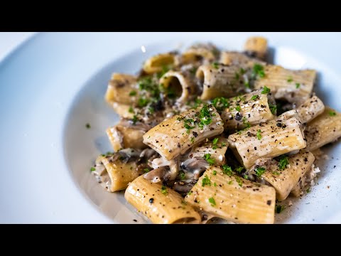 The Ultimate Creamy Mushroom Alfredo Rigatoni