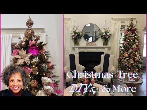 Decorating The Living Room For Christmas /DIY Tree Topper/ "My Pink Christmas Tree!"