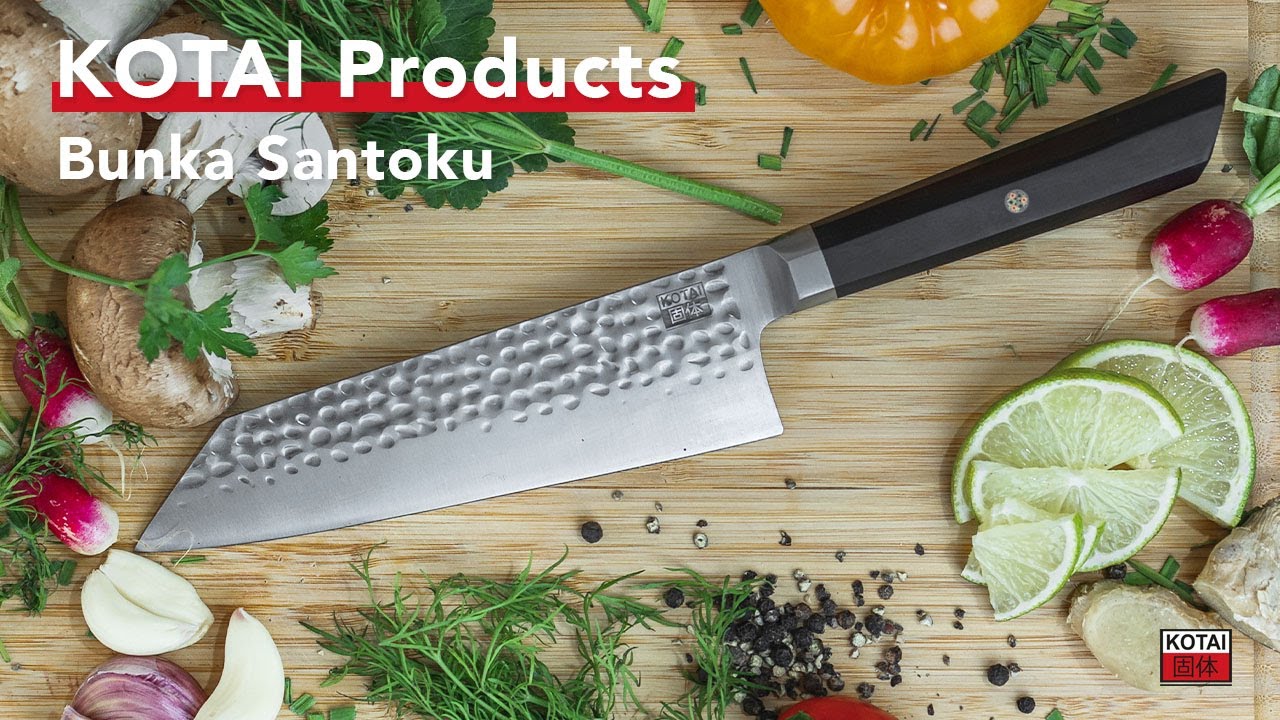 Couteau de cuisine japonais martelé Kiritsuke KOTAI (couteau de chef) avec  saya et boîte en bambou 
