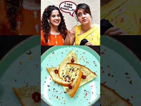 KAJOL's unique BREAD TOAST Recipe 🤣🤪 #shorts #toast #kajol #funny #food @curlytalesdigital