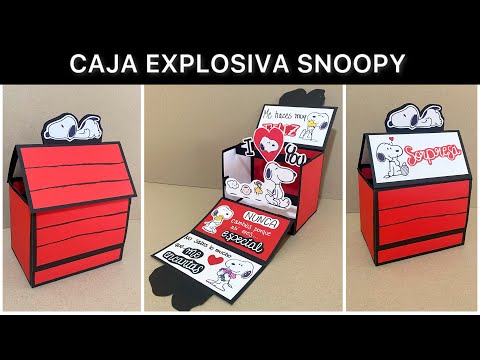 Como hacer una CAJA EXPLOSIVA de SNOOPY | Casita de snoopy caja REGALO