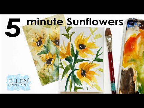 EASY 5 minute Sunflower cards using 1 brush !!