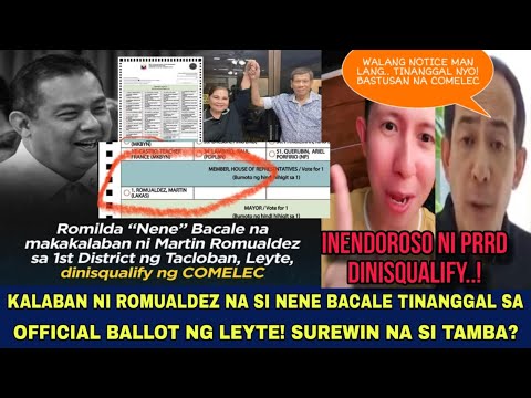 SUREWIN NA SI ROMUALDEZ SA LEYTE! INENDORSO NI PRRD NA SI NENE BACALE DINISQUALIFY!