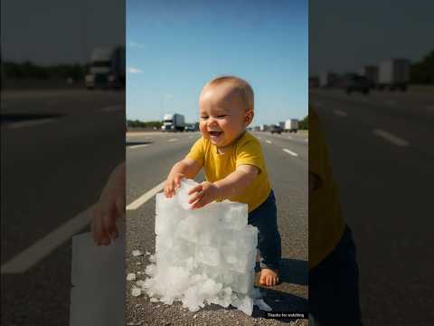 A monkey destroyed this child snow house with his tractor 😰 #story #ai #cutebaby #shortsfeed