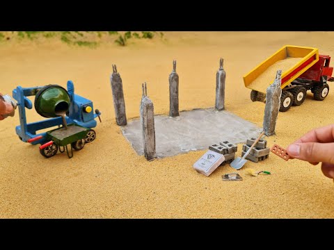 diy mini cemented house construction science project | bricks house making @Minirustic