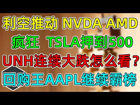 美股 利空推动NVDA、AMD下跌！疯狂，TSLA期权押到500！回购王AAPL继续霸榜！UNH连续大跌怎么看？10年期国债面临抉择！