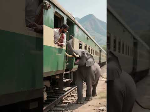The little elephant stops the train: It’s not to cause trouble, it’s to save lives.#rescue #shorts