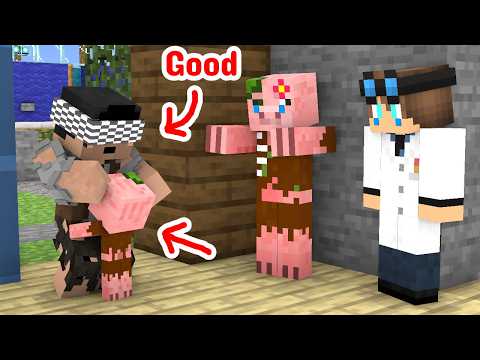 Baby Zombie Pigman Girl Touching Story - Minecraft Animation