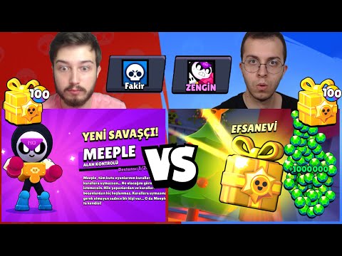 ZENGİN VS FAKİR HESAP (200 EFSANEVİ HEDİYE KUTUSU AÇILIMI) !! BRAWL STARS