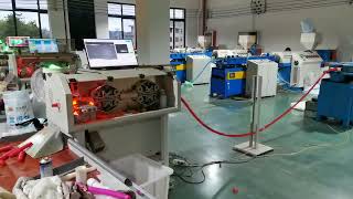 In line cutting machine for pipe or tubing