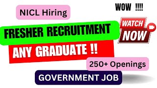 NICL Biggest Recruitment| Any Graduate Any Stream| fresher recruitment