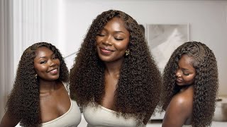 EFFORTLESS INSTALL EVER! *7IN1* Pre Styled Brown Curly Wig Install Under 1 Minute  | Westkiss Hair