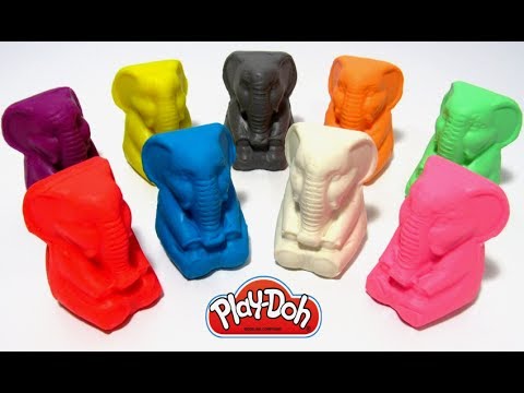 Учим цвета на английском языке с Play-Doh слониками и формочками животными.