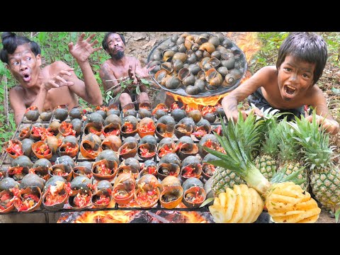 Wilderness Cooking - Cook Snail Food For Lund Eat Pineapple Fruit