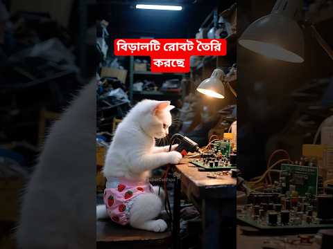 বিড়ালটি রোবট তৈরি করছে 🐱🐈 #catfunny #cat #funnycats #catvideos #aicartoon #cats #shorts