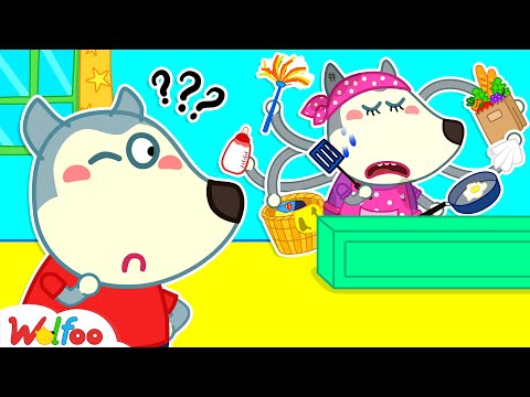 🧹 Ibu yang Sibuk dan Sibuk  📺 Animasi Anak Terbaik | Wolfoo Indonesia