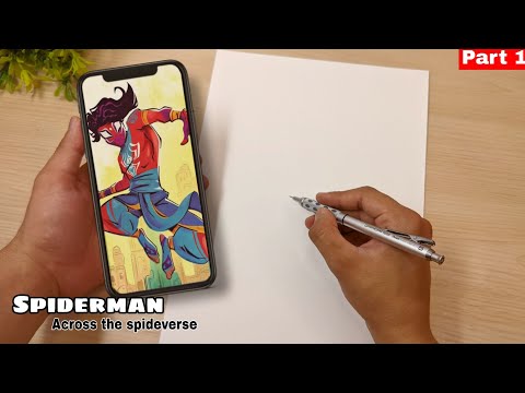 Drawing Indian Spiderman "Pavitra Prabhakar" using freehand method | Spiderman across the spideverse