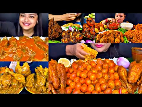 ASMR EATING SPICY CHICKEN CURRY, EGG CURRY, BIRYANI | BEST INDIAN FOOD MUKBANG |Foodie India|