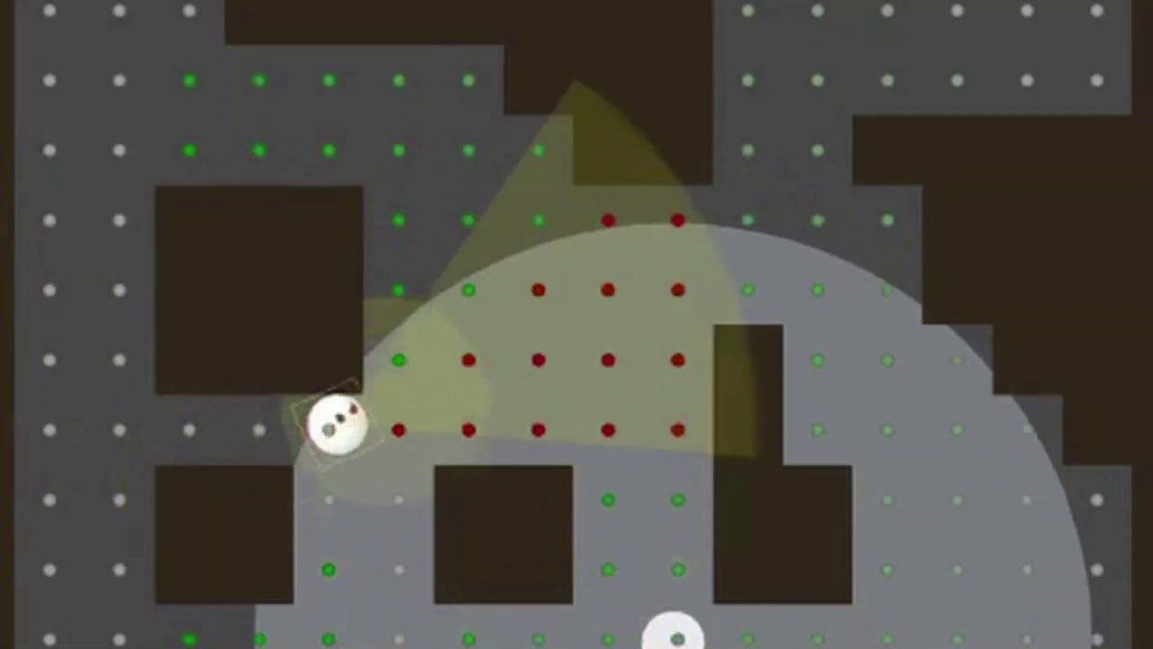 Enemy with vision cone using a searchmap to scout out the level now that they've lost track of the player.