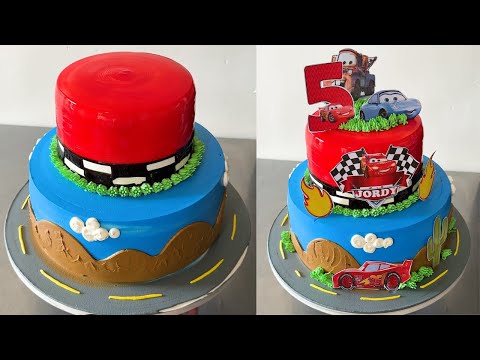 tutorial para decorar torta de cumpleaños de Rayo McQueen