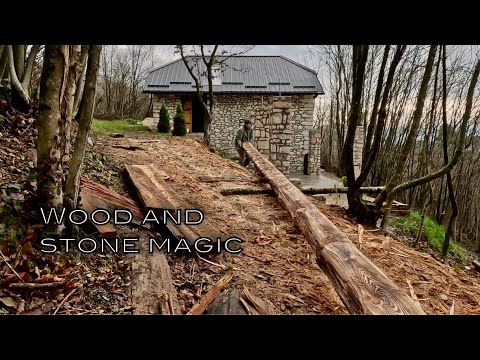 How I Lifted Massive Wooden Beams onto Stone Pillars with My Own Hands! Ep. 26