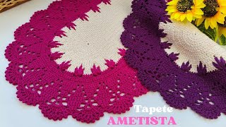 Tapete Ametista em crochê lindo com didática fácil tbm para iniciantes #crochet #videoaula #handmade