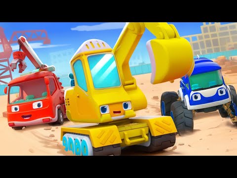 Construction Trucks on the Site | Excavator | Nursery Rhymes & Kids Songs | BabyBus - Cars World
