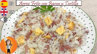 ¡Haz este arroz frito con bacon y tortilla en minutos!