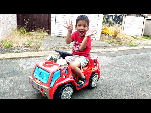 Little Boy Fire Engine Ride on Power Wheel Playtime