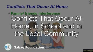 Conflicts That Occur At Home, in School and in the Local Community