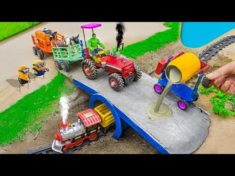 diy tractor making mini Concrete bridge | diy tractor build a Train Bridge